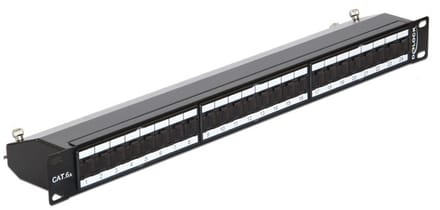 Premium CAT6a Gigabit 19'' Patch Panel 1U met 24 poorten - afgeschermd / zwart