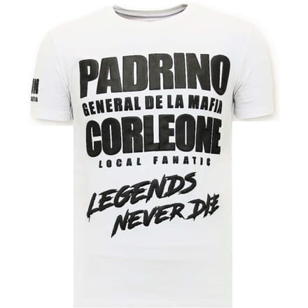 Exclusieve T-shirt Heren - Padrino Corleone - Wit