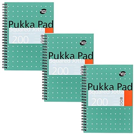 Geruit Notitieboek A5 - Verpakking van 3 Stuks - Spiraalbinding - 80 g/m² Wit Papier