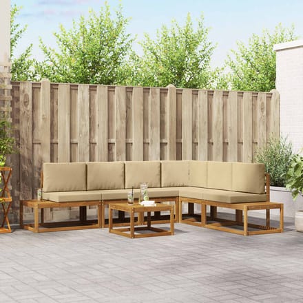 vidaXL - 7 - st - Buiten - bank - set - Massief - Acacia - Hout - en - Polyester