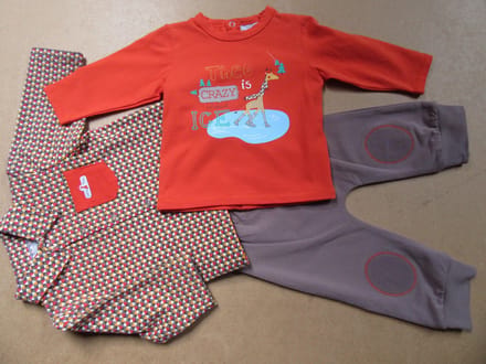 wiplala, kledingset , 3 delig orange bruin , retro ,  6maand 68