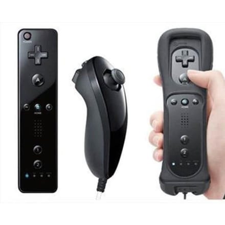 Wiimote Controller Nunchuk voor Nintendo Wii Wii U Game Zwart + siliconen hoesje + riem
