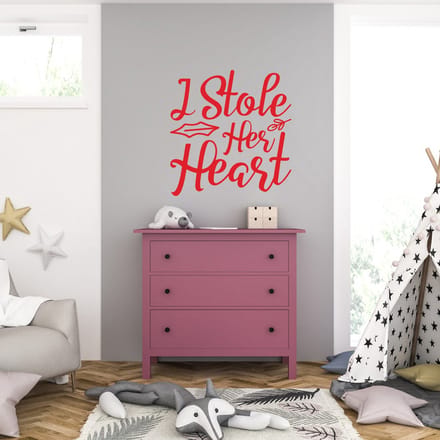 Muursticker - I Stole Her Heart - 58 x 60 - Rood
