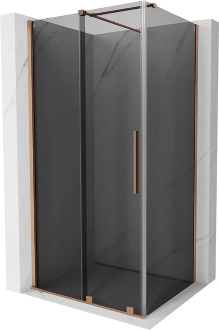 Mexen Velar schuifbare douchecabine 100 x 80 , grafiet, geborsteld koper - 871-100-080-41-65