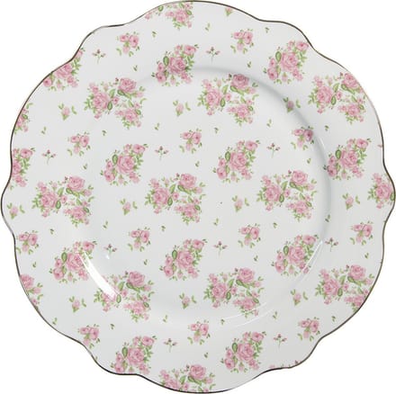 Clayre & Eef Dinerbord Ø 27 cm Roze Porselein Rozen