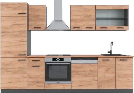 Vicco R-Line Complete keukeneenheid – 300 cm, WB Eik Eik goud/antraciet