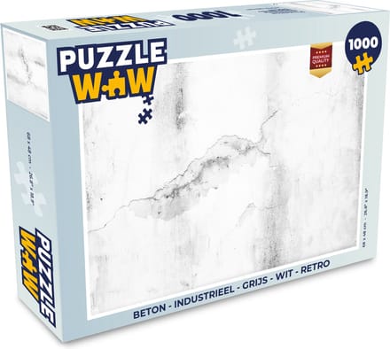 Puzzel Beton - Industrieel - Grijs - Wit - Retro - Legpuzzel - Puzzel 1000 stukjes volwassenen