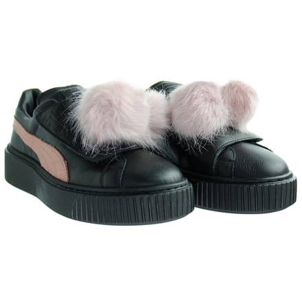 Puma Basket Platform PomPom Damestrainers Zwart