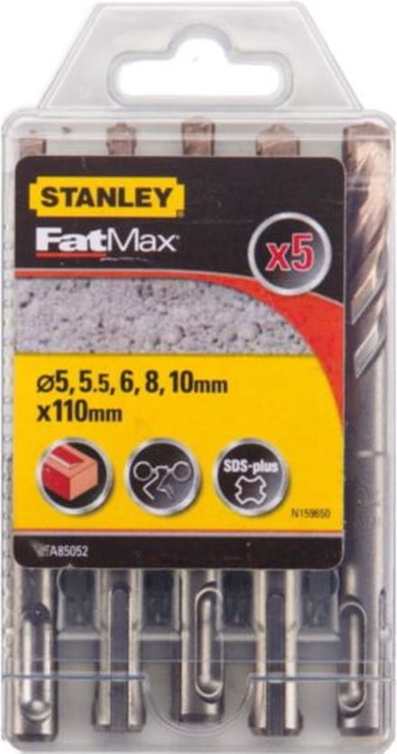 Stanley Fatmax Betonboor Sds Plus Set - Diam. 5/5,5/6/8/10mm - 5 Stuks
