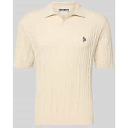 slim fit knitwear-poloshirt met labelstitching
