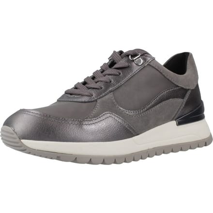 Geox D Desya A Leren Dames Donkergrijze/Gun Sneakers