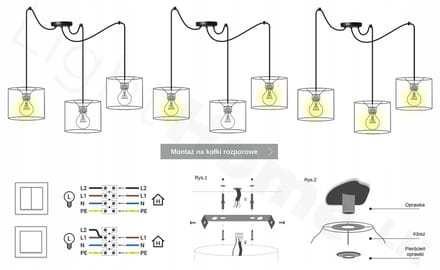 Light-Home WERONA – Hanglamp – 3-lichts – Zwart/Koper – Metalen Constructie – Verstelbare Hoogte