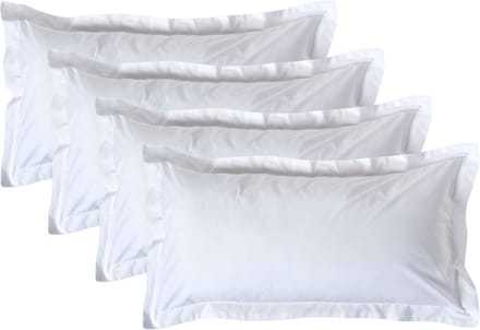 Homescapes Kussensloop 50x90 cm met Rand (Oxford) Set van 4 – Wit – 100% Egyptisch Perkal Katoen – 200 TC