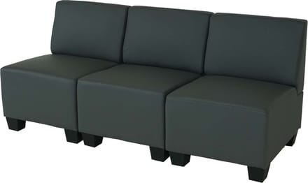 Modulaire 2-zitsbank Lyon, kunstleer ~ donkergrijs, zonder armleuningen