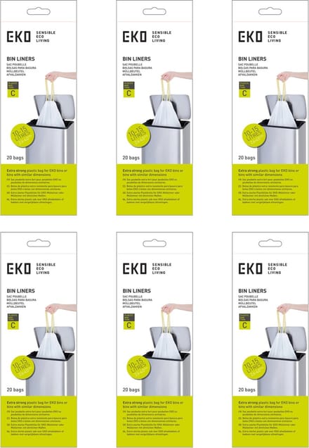 EKO - Afvalzakken 10-15 ltr (C) (6x20 stuks) - - wit - Afvalzak