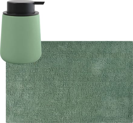 MSV badkamer droogloop mat/tapijt - 40 x 60 cm - met zelfde kleur zeeppompje 300 ml - groen