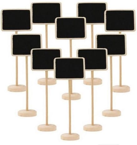 10 stuks houten mini krijtbordjes met standaard