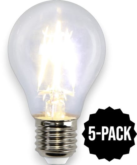 5-Pack | Standaard bol - E27 - 4W - Extra Warm Wit - 2700K - Filament - Helder