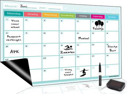 Brute Strength - Magnetisch Weekplanner whiteboard (5) - A3 - Planbord - Familieplanner - Gezinsplanner - To Do Planner - Maandplanner whiteboard