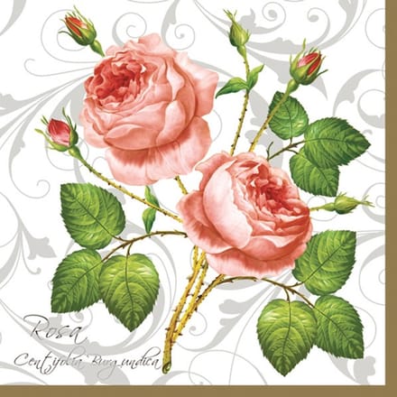 Lunch servetten Rosa Centifolia White - Maki - 33x33 cm