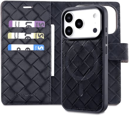 Cityhoesje - Bookcase 2-in-1 - Woven - MagSafe - iPhone 17 Pro - Zwart