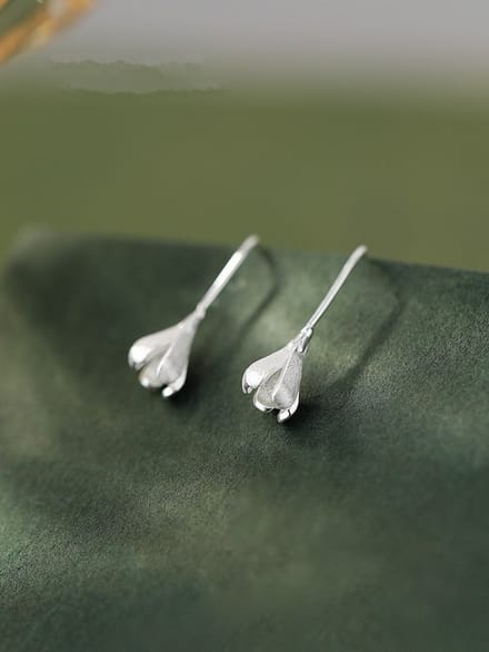 dames oorbellen met bloem-20mm*11mm-zilver 925