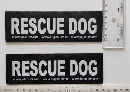 Julius-K9 Set Labels voor Powerharness - Large tekst: RESCUE DOG
