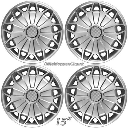 Wieldoppen set 15" passend voor FORD TRANSIT CUSTOM 2014- zilver + chroom ring. Set a 4 stuks (0338)