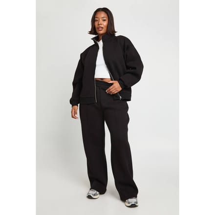 boohoo Dames Plus jogger met wijde pijpen | Black | Maat: 16