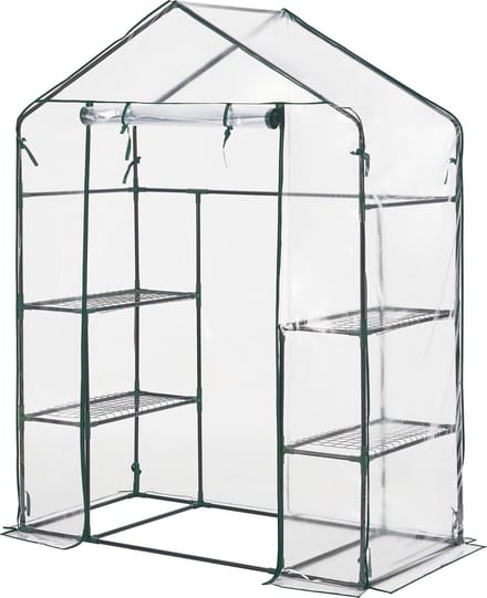 Tuinkas Hoorn met 4 planken 140x73x195 cm transparant