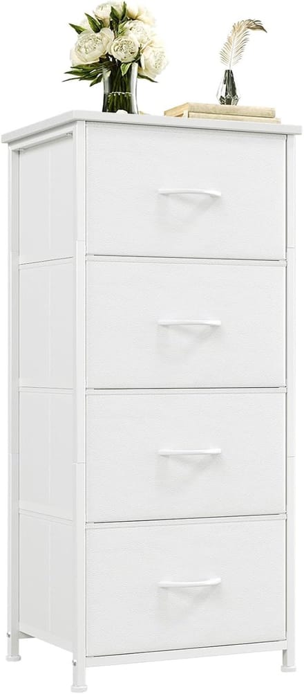 Ladekast met laden - Opbergkast dressoir - Ruimte organiseren - Stalen frame design - 93 cm hoog - Wit