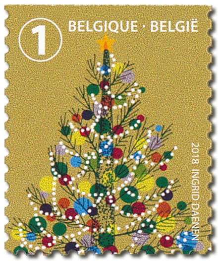 Bpost - Kerst BE - 10 postzegels tarief 1 - Verzending België - kerstboom - kerstzegels