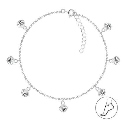 Joy|S - Zilveren enkelbandje - bedel enkelband - schelp - 21 cm + 3 cm extension