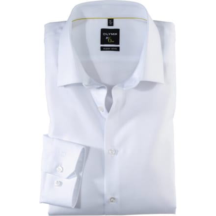 OLYMP No. Six super slim fit overhemd - wit twill - Strijkvriendelijk - Boordmaat: 37