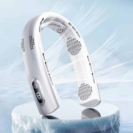 Draagbare Nek Ventilator - Persoonlijke Koeler - Blijf Koel - 4 Turbines - 7000 mAh - Zilver