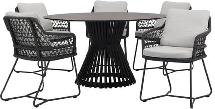 Taranto Pasadena dining tuinset 140xH75 cm 6 delig antraciet