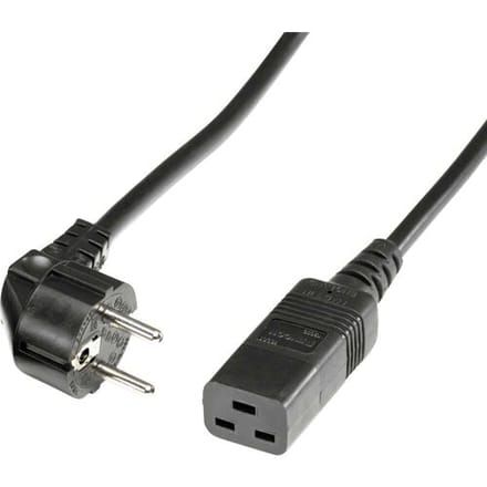 ROLINE 2,0m Netzkabel, Schwarz [Schuko, CEE 7/7 ST -> IEC320 C19 BU]
