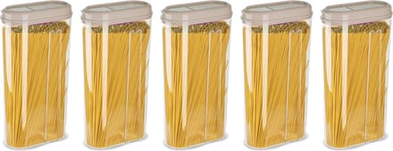 Plasticforte Voedselcontainer strooibus - 5x - beige - 2350 ml - kunststof - voorraadpotten