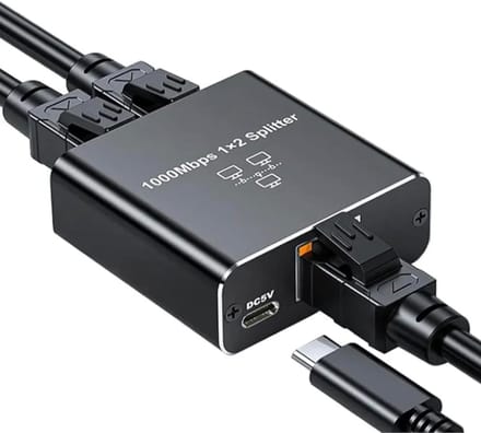 QUOVO® Internet Splitter - Internetkabel - Netwerk Switch - Zwart - 14cm x 11cm x 4cm