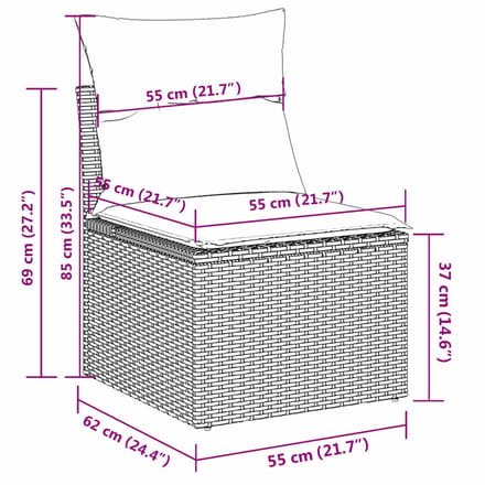 vidaXL - 13-delige - Loungeset - met - kussens - poly - rattan - beige