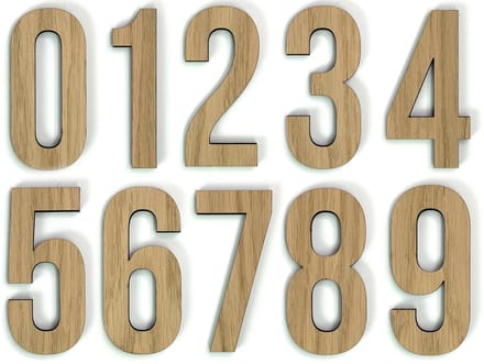 Houten cijfer 0 t/m 9 - 20 cm hoog
