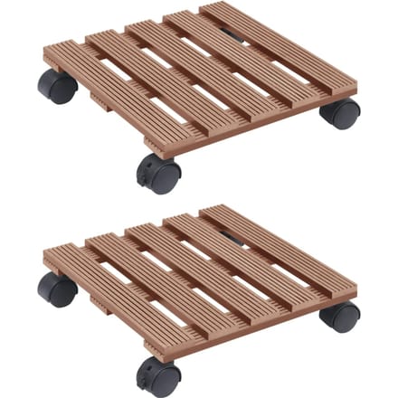 Vidaxl Plantenstandaards op Wieltjes, 2 Stuks, Bruin, 30X30X7,5 Cm, Wpc