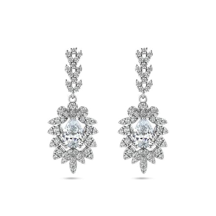 Zilver Gerhodineerd Oorhangers Zirkonia 1337674