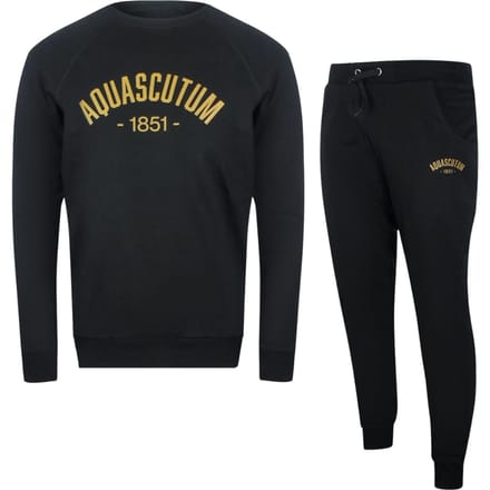 Aquascutum Old School Crewneck Zwarte Trainingsbroekset