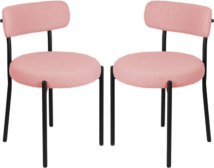 PIPIPOXER-Eetkamerstoel - Set Van 2 -metalen poten+Teddy Velvet, Roze