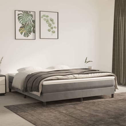 vidaXL - Boxspring - bed - 160x200 - cm - fluweel - lichtgrijs