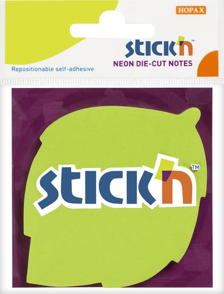 Stick'n Sticky blad notes - 70 x 70mm - Neon groen - Sticky note met vorm - 50 blaadjes
