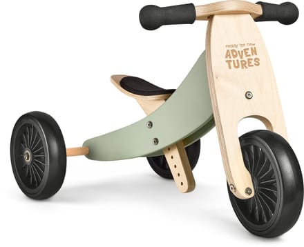 Houten driewieler en Loopfiets - 2-in-1 - Verstelbaar van 25-34cm - Kinderspeelgoed - Kinderfiets
