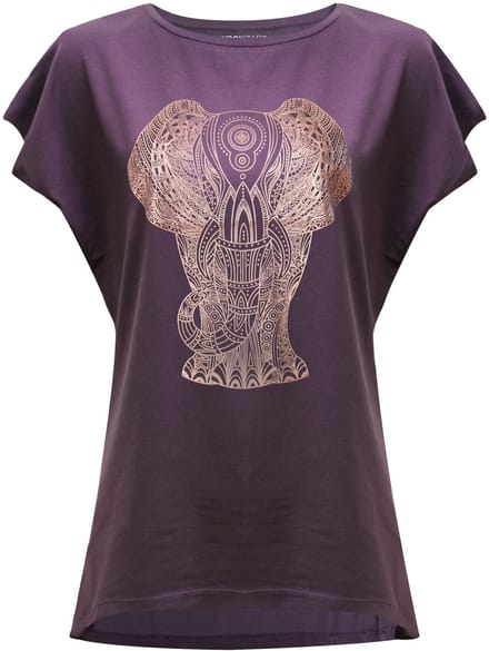 Yoga-T-Shirt Batwing „elephant“ - berry/copper