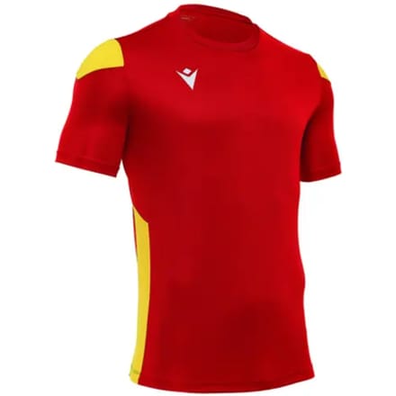 Macron Polis Shirt Korte Mouw Heren - Rood / Geel | Maat: M